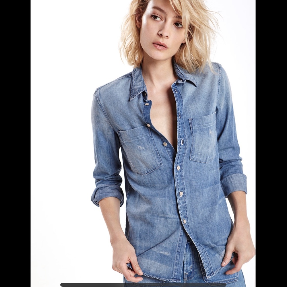 MOTHER Double Foxy Chambray Shirt | Size S